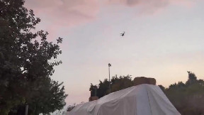 Drone from Lebanon being shot down by Apache helicopter