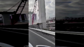Crane collapses onto moving train