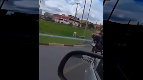 Biker and Car get into road rage