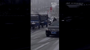 Missed by a whisker on icy road