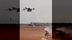 Drone meets robot dog