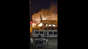 Passenger plane catches fire in South Kore