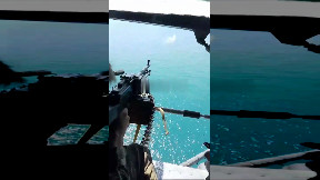 Sea kamikaze drone destroyed by machine gun