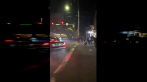 Driver smashes into guy during street takeover