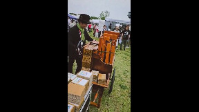 This guy and his hand operated organ