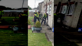 Police trying to break a door down