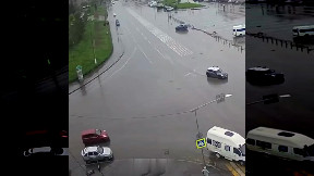 Wet fiery crash