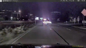 Dashcam shows slow-speed police chase ending by a pit maneuver and head on crash