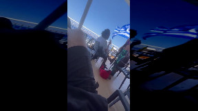 Woman throws speaker off a ship in Greece