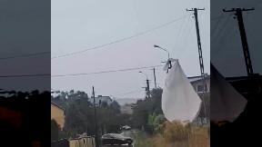 Polish paratroopers were blown away by the wind during an exercise