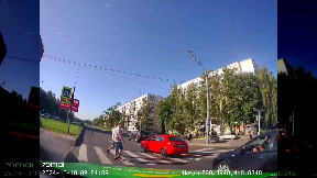 Man tripping over car's tow rope
