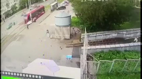 Crash sends car flying