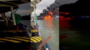 Fire breaks out in the Russian port of Kavkaz