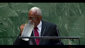 Haitian leader decides to drink straight from decanter during UN General Assembly speech