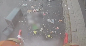 Bin lorry explodes as refuse workers escape injury