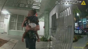 Bodycam footage shows Miami Beach Police finding a wandering 2-year-old.