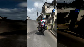 Showing off street biker skills