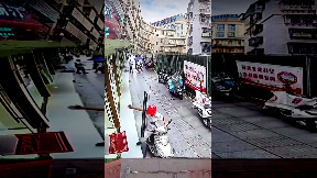 Guy shatters glass door