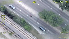 Edmonton police helicopter footage of a stolen motorcycle fleeing officers at 200km/h