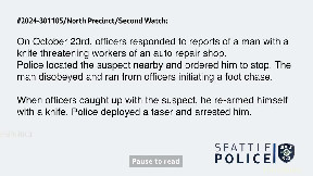Seattle Police Arrest Man Armed with Knife Following Foot Pursuit