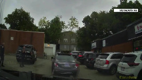 Dash and bodycam shows driver crashes into multiple Weymouth police cruisers in a parking lot