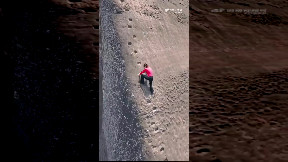 Steep climbing woman