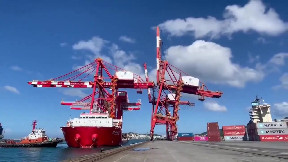 Ship Carrying Cranes Knocks Over Shore Crane