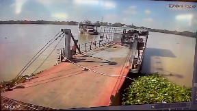 Truck carrying three people fell off a ferry